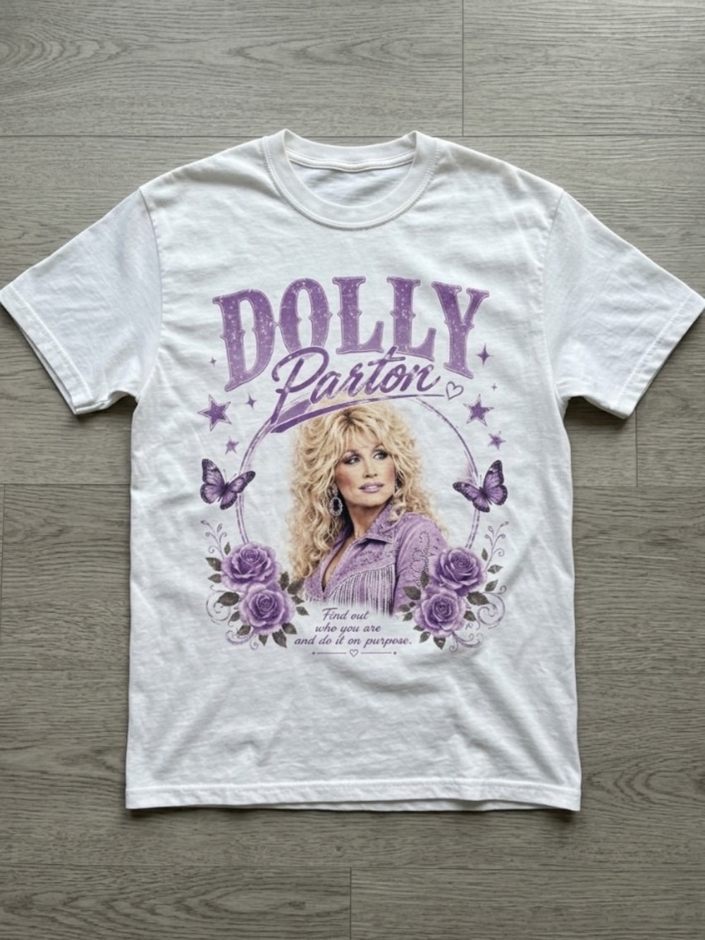 Dolly Parton Portrait T-Shirt, Retro Music Tee with Floral & Butterfly